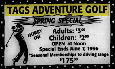 Striking Lanes (Tags Adventure Golf) - May 29, 1996 Ad (newer photo)